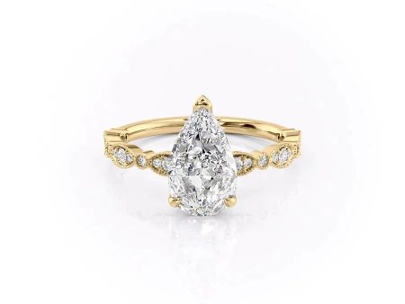 The Jasmine Set With A 2 Carat Pear Lab Diamond For Sale