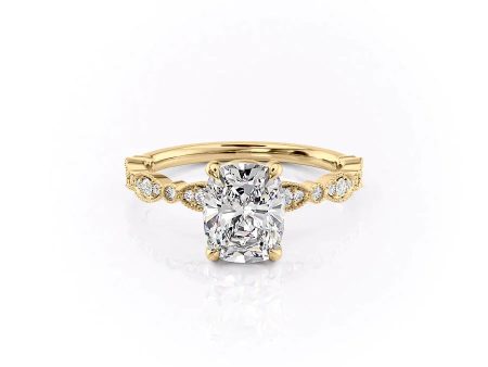 The Jasmine Set With A 2 Carat Elongated Cushion Lab Diamond For Cheap