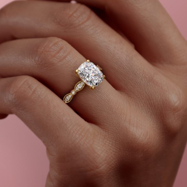 The Jasmine Set With A 2 Carat Elongated Cushion Lab Diamond For Cheap