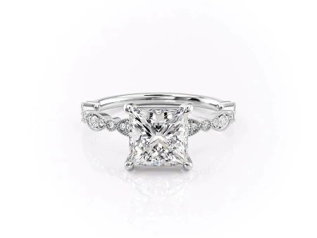 The Jasmine Set With A 1.5 Carat Princess Lab Diamond Cheap