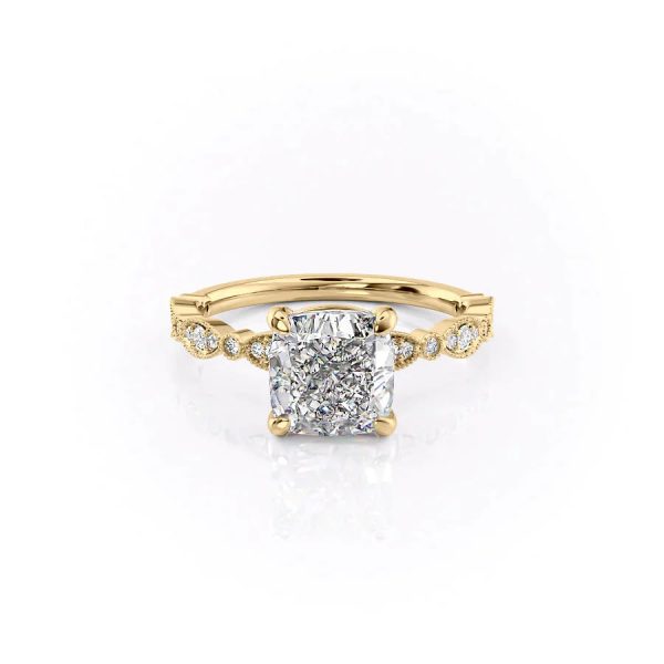 The Jasmine Set With A 1 Carat Cushion Lab Diamond For Cheap